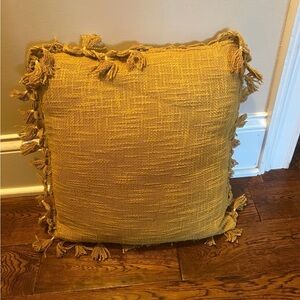 Mustard Textured Tassel Pillow